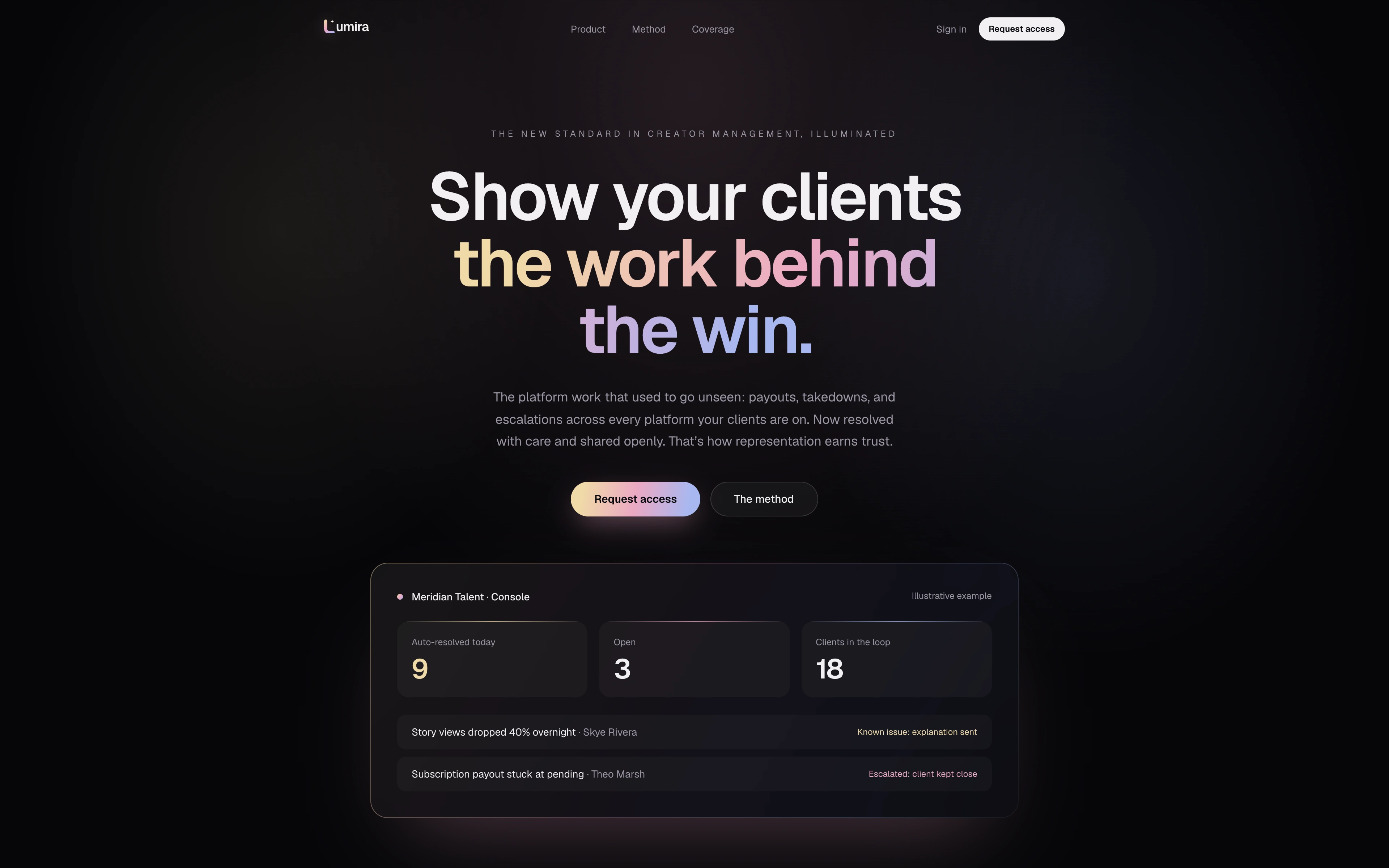 Lumira landing page