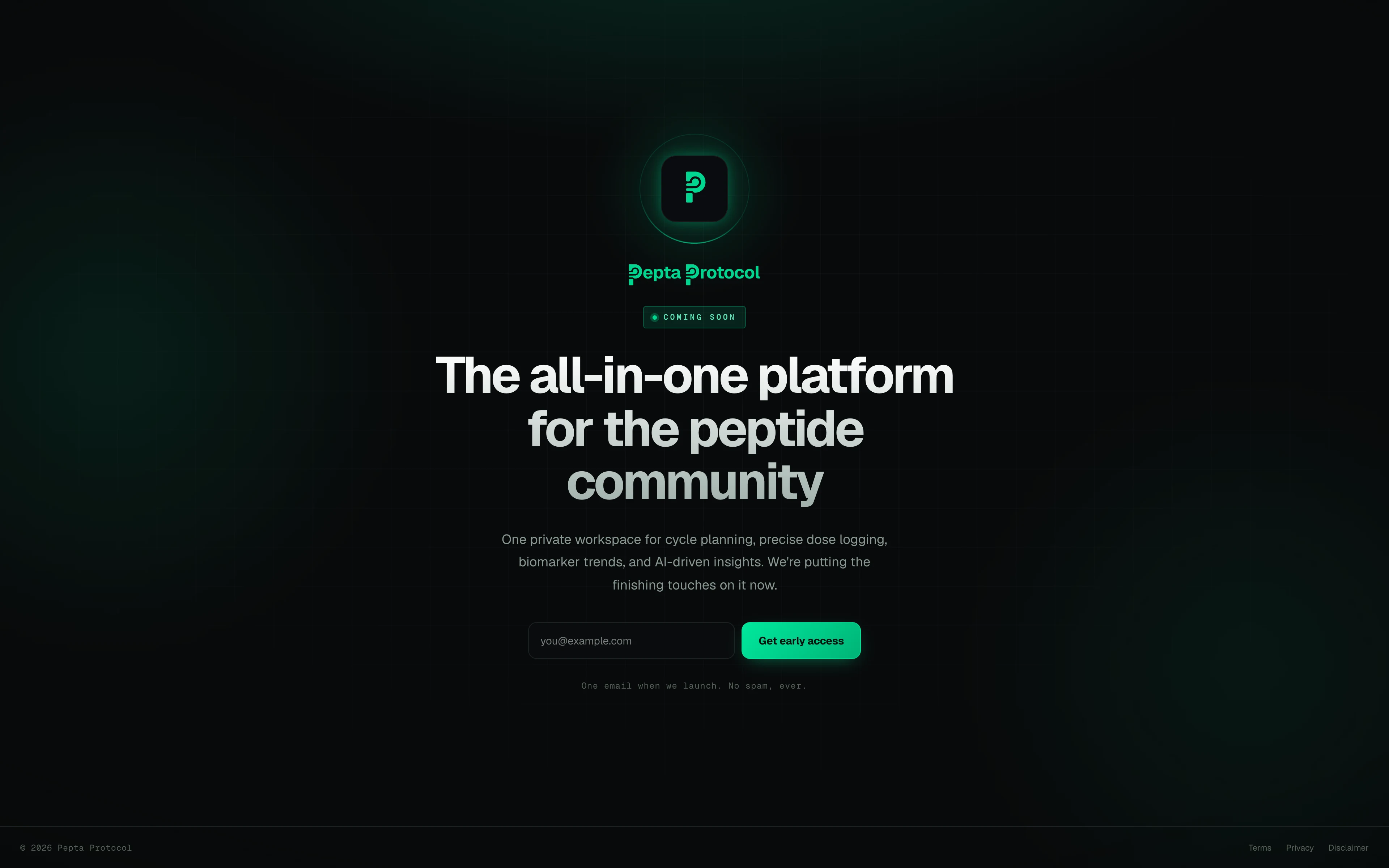 Pepta Protocol landing page